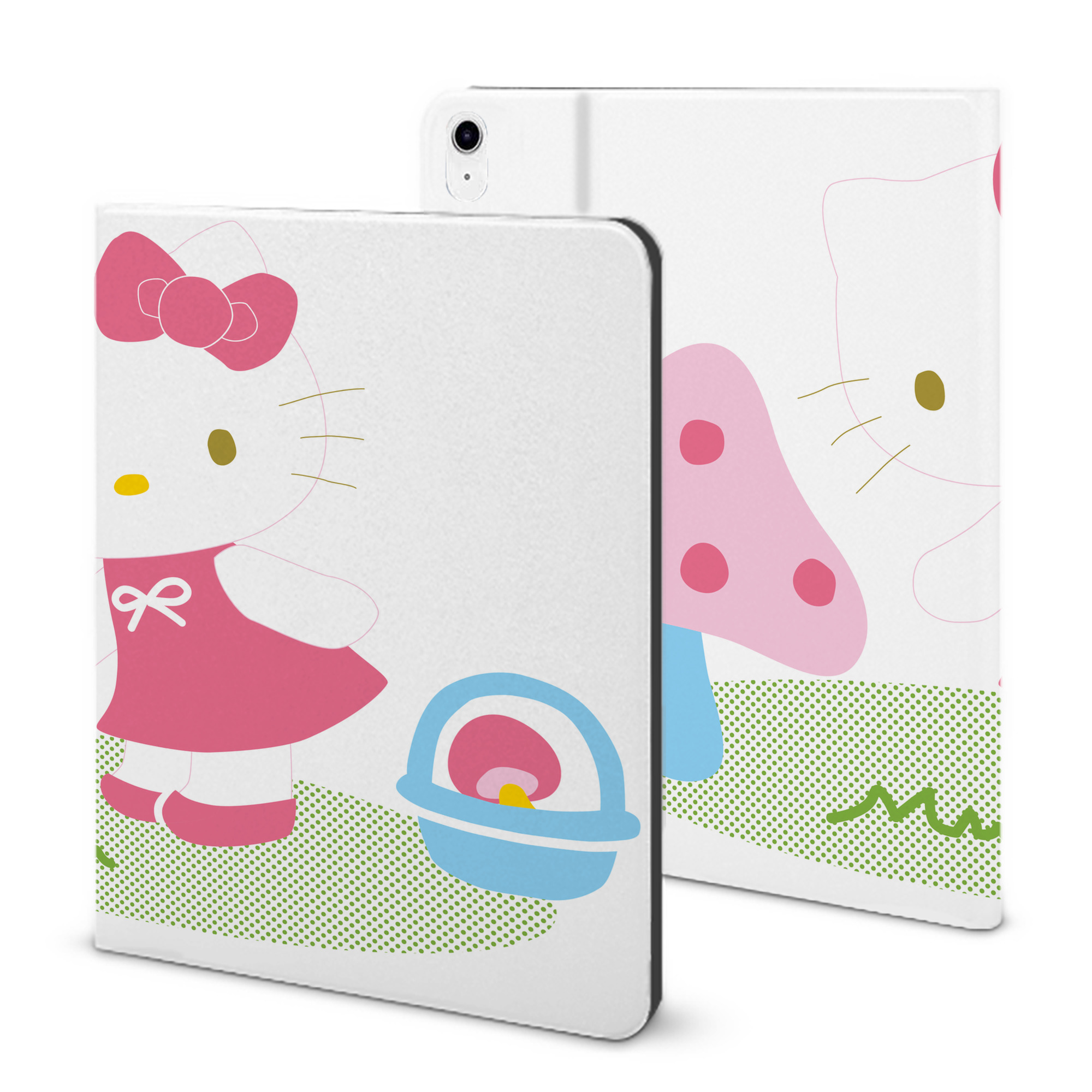 （画像用） Hello Kitty ハローキティ IPad ケース ブック型 PUレザー TPU 耐衝撃 軽量 薄型 ペン収納なし 全面保護 IPad 各モデル対応